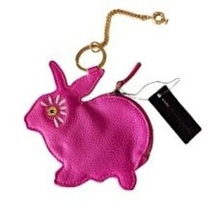 Marc by Marc Jacobs Fuchsia Leather Bunny Rabbit Coin Purse Key Ring Bag Charm